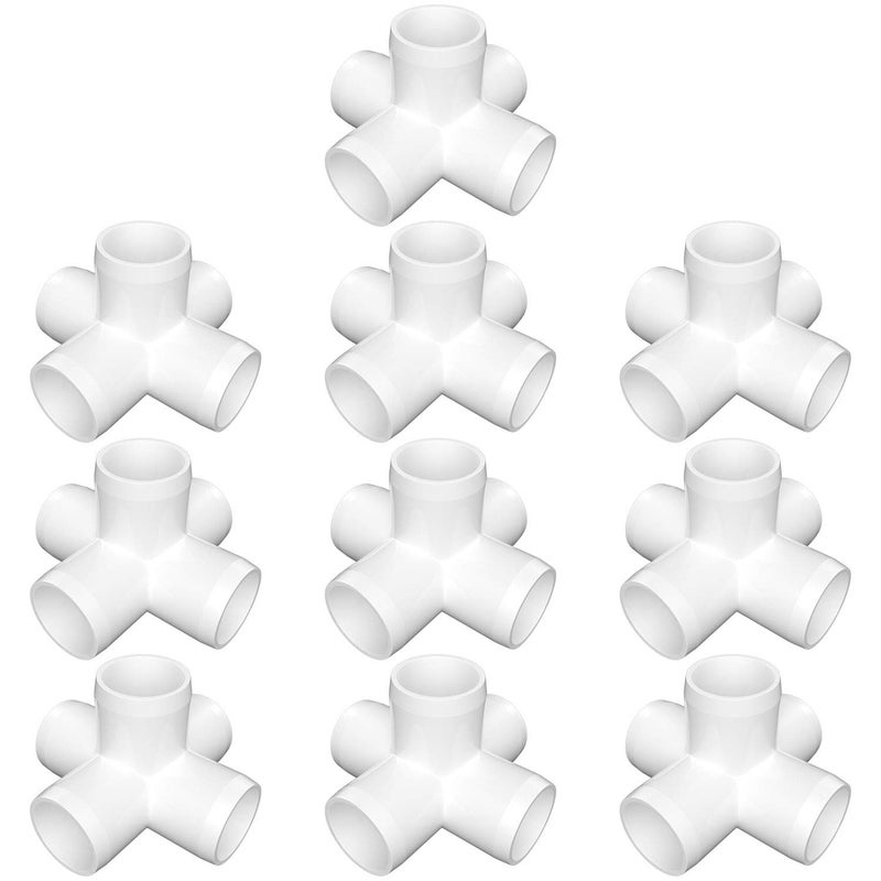 letsFix 1/2" PVC Fittings 5 Way (10-Pack) Furniture Grade, Elbow Connector, Heavy Duty for DIY Furniture, Frames, UV Resistant - Compatible with 1/2" Schedule 40 PVC Pipesâ€Œ - Image 1
